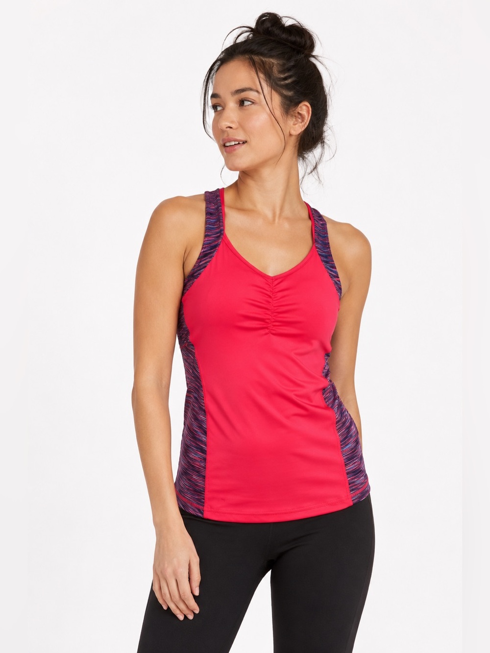 Kyodan Athletic Tank‎ Top Neon Bright Pink Blue Space Dye Racerback Size Small